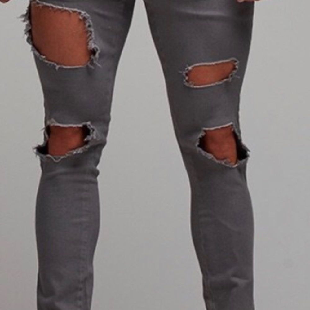 FATHER SONS SLIM ULTRA STRETCH GREY RIPPED JEANS